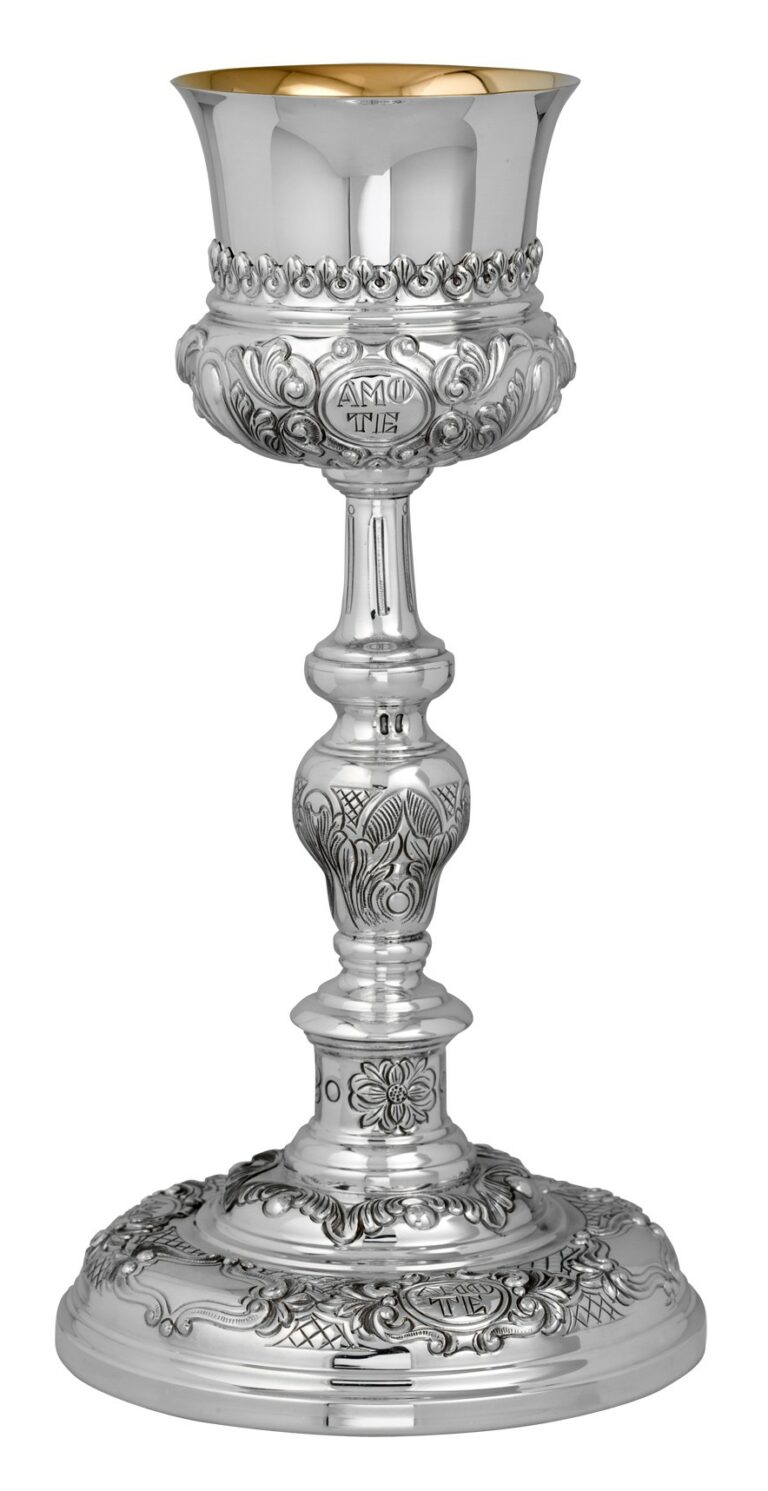 Silver chalice and enamels.