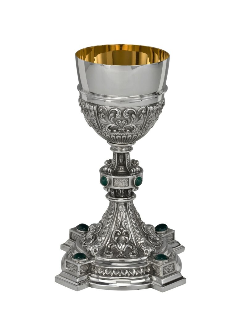 Silver chalice with agates