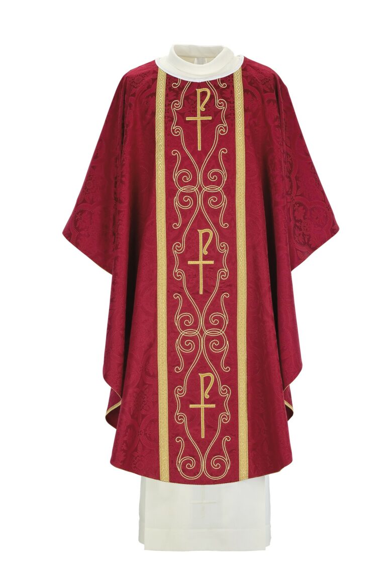Hand-embroidered red chasuble B2