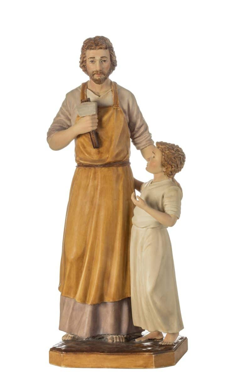San José Carpintero con Niño policromado