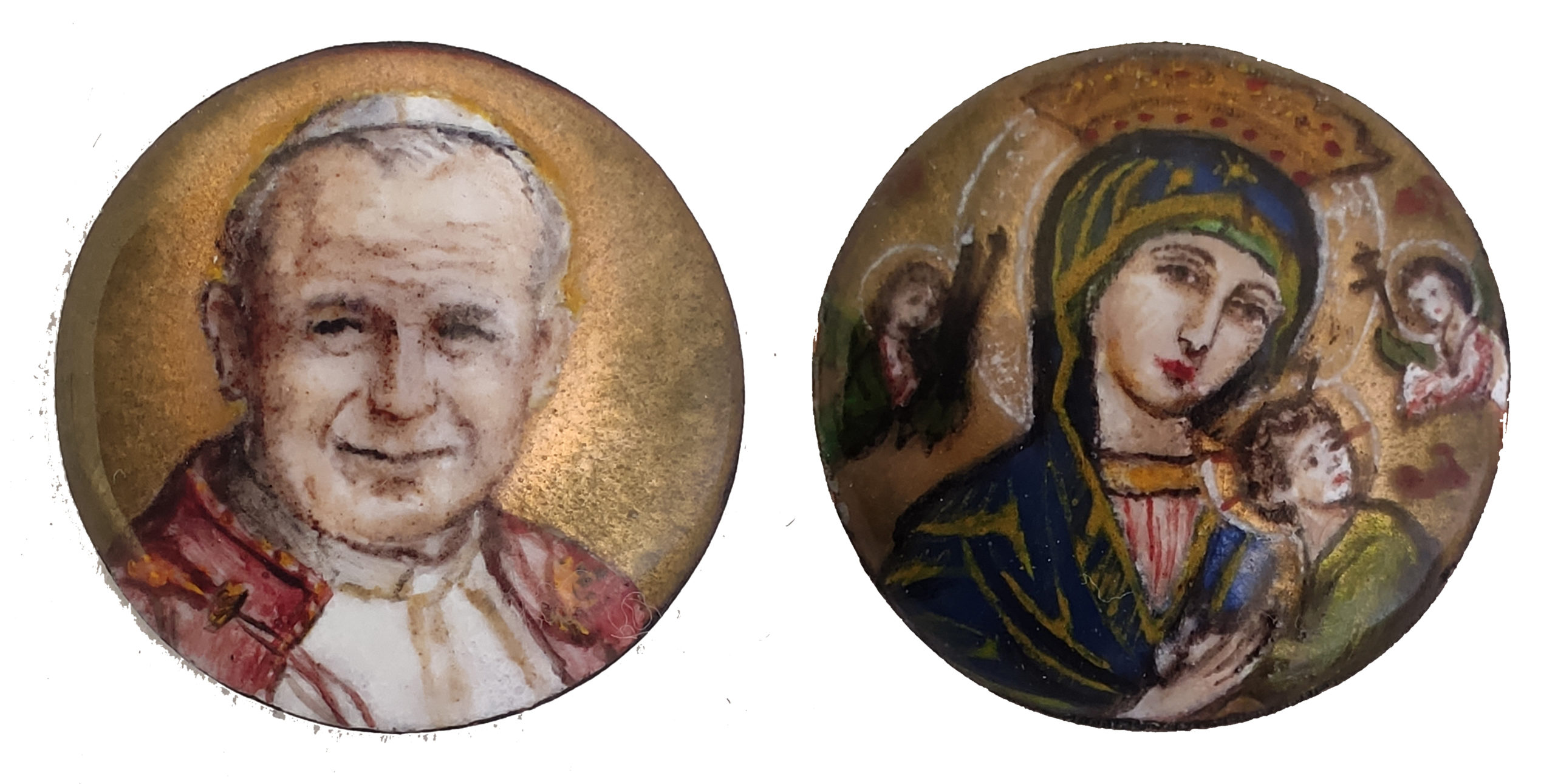 Esmaltes de san Juan Pablo II y Nuestra Señora del Perpetuo Socorro (detalle)